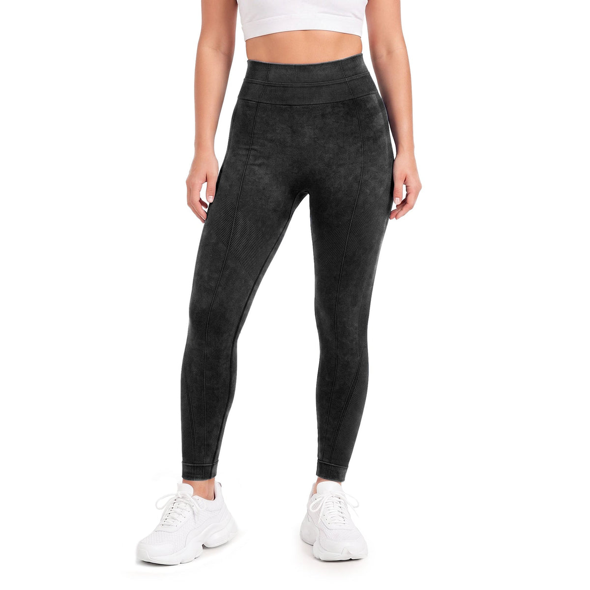 3D-Textured Ankle-Length Leggings
