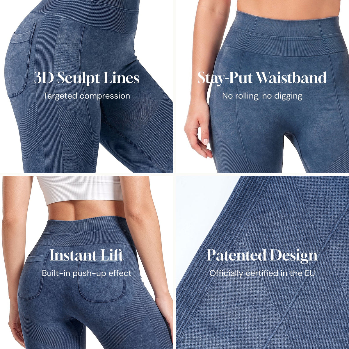 3D-Textured Ankle-Length Leggings