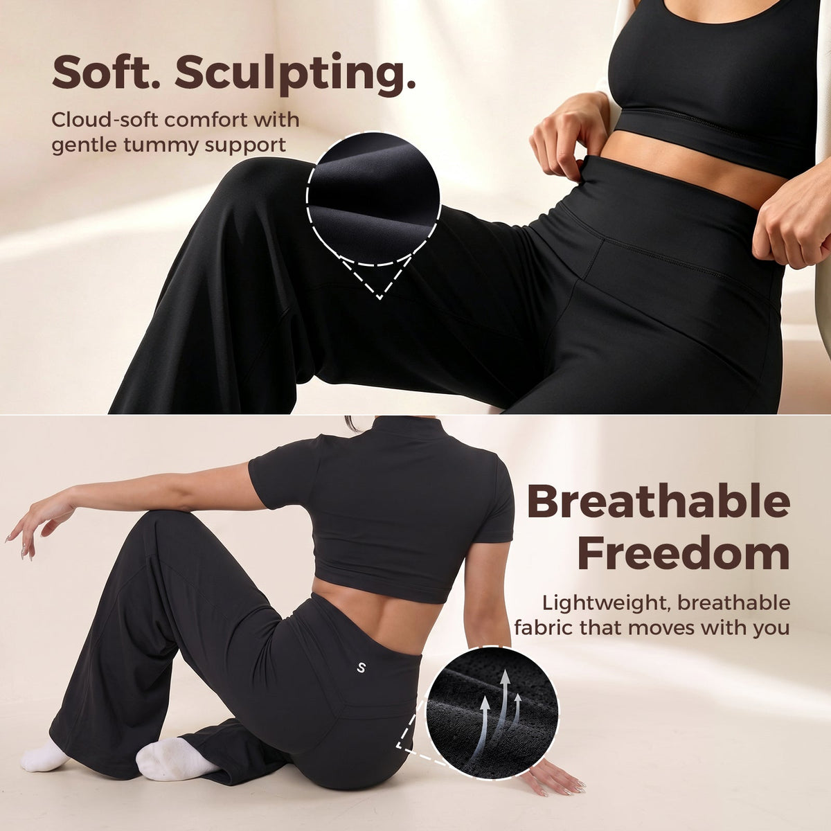 High-Waisted Tummy-Control Wide-Leg Leggings