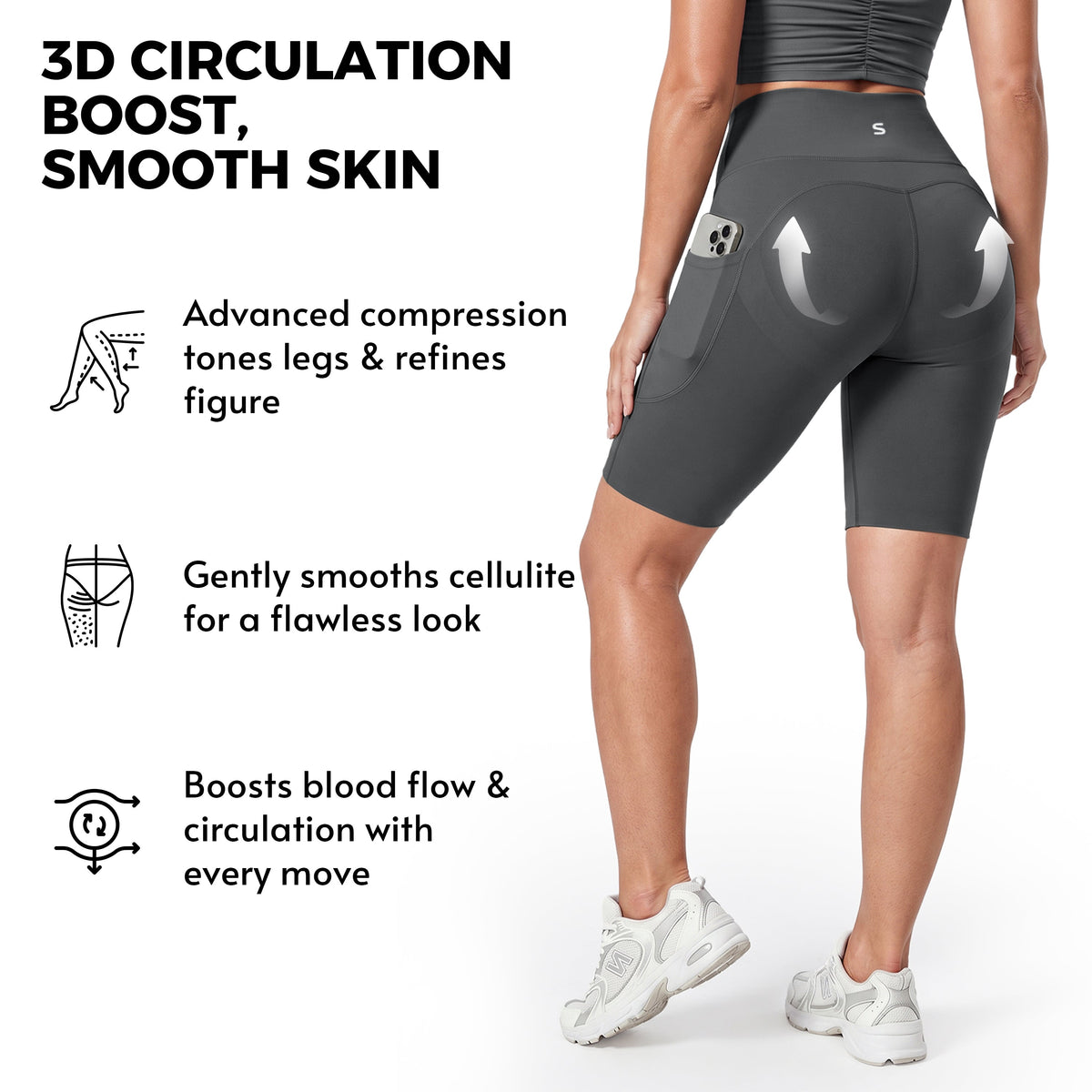 Pocket Anti-Cellulite Sculpting Short Leggings