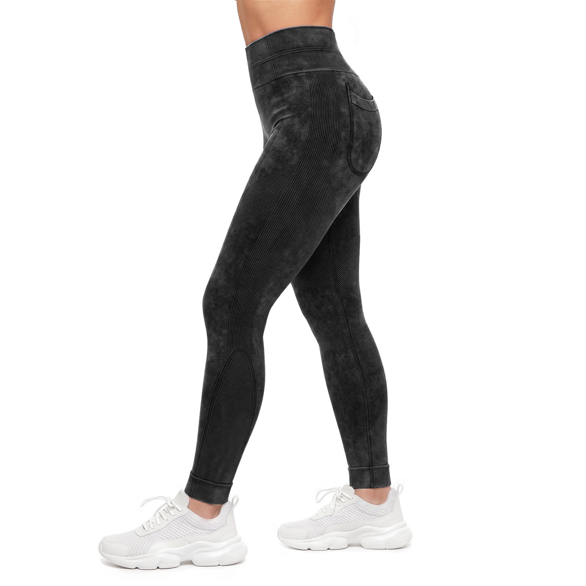 3D-Textured Ankle-Length Leggings