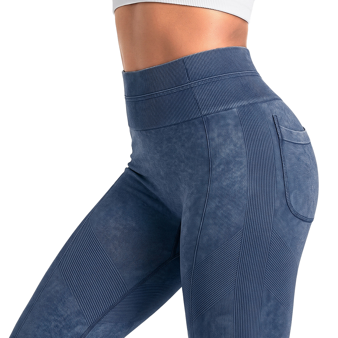 3D-Textured Ankle-Length Leggings